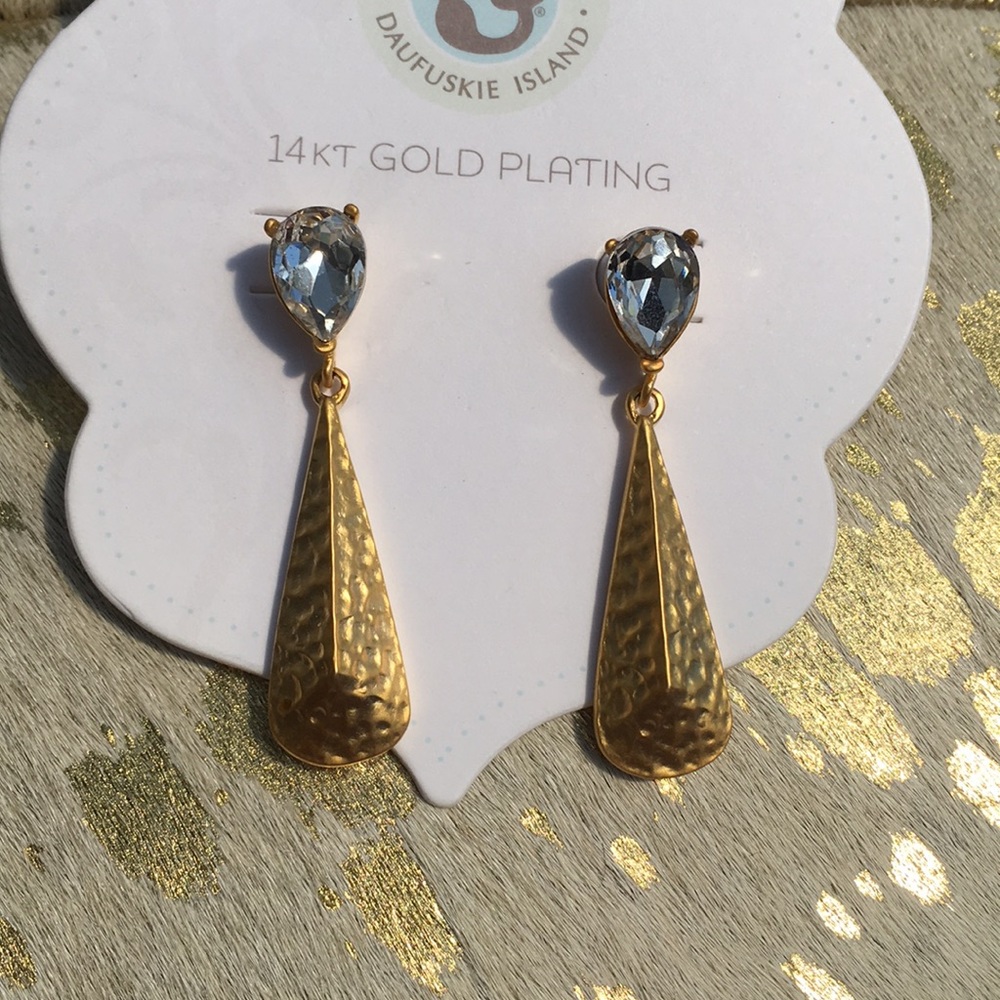 Small hammered teardrop earrings Crystal